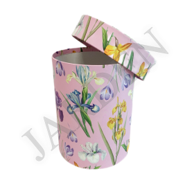 Шляпная коробка Дизайн "Ирисы" - Жарден. Оптово-розничные продажи цветов и растений в Уральском регионе.